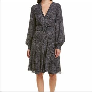 Michael Kors COLLECTION Silk Paisley Print Long Sleeve Dress in "Slate Multi”